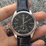Perfect Replica Rolex Cellini Dual Time 50525 Black Guilloche Face Stainless Steel Case 39mm Watch